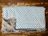 Adult Blue Checkered Minky Fur Blanket