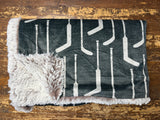 Adult Grey Hockey Sticks Minky Fur Blanket