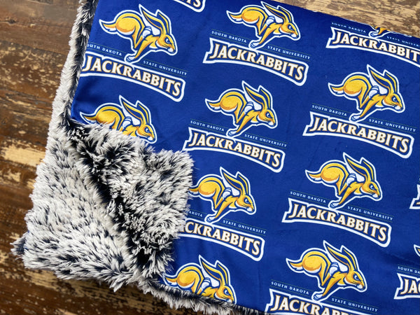 Adult South Dakota Jackrabbits Minky Fur Blanket